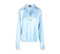 Tom Ford - Stretch Silk Satin Polo - - Blouses & Shirts - Donna - Blu - M