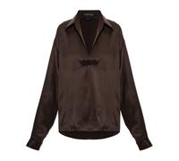 Tom Ford - Top in Seta a Maniche Lunghe - - Blouses & Shirts - Donna - Marrone - 2XS