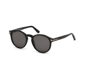 TOM FORD Unisex TOM FORD FT0591 IAN-02 01A Occhiali da sole Acetato Nero Grigio Rotonda Normale