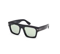 TOM FORD Uomo FT0711 FAUSTO 01N Occhiali da sole Acetato Nero Verde Squadrata Fotocromatiche