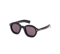 TOM FORD Uomo FT1100 RAFFA 01A Occhiali da sole Acetato Nero Grigio Rotonda Normale
