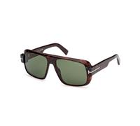 TOM FORD Uomo FT1101 TURNER 52N Occhiali da sole Acetato Havana Verde Squadrata Normale
