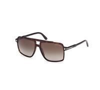 TOM FORD Uomo FT1177 KEMP 52B Occhiali da sole Acetato Havana Grigio Squadrata Normale Sfumato