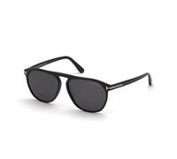 TOM FORD Uomo FT0835 JASPER-02 01A Occhiali da sole Acetato Nero Grigio Rotonda Normale