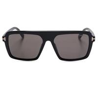 Tom Ford Vincent FT1176/S Aviator Sunglasses - Grey Smoke Lenses, Glossy Black Acetate Frame