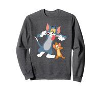 Tom & Jerry Funny Faces Felpa, Unisex per Adulti, Grigio Scuro, M