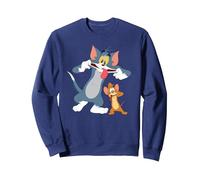 Tom & Jerry Funny Faces Felpa, Unisex per Adulti, Navy, S