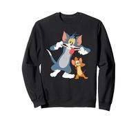 Tom & Jerry Funny Faces Felpa, Unisex per Adulti, Nero, M