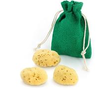 tom&pat® Spugnette trucco e struccanti 2 in 1 • in spugna naturale • Dermatest eccellente • senza plastica • riutilizzabili • qualità premium dalla Grecia (3 x 4-6 cm)