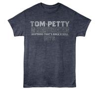 Tom Petty Stacked Text Maglietta Uomo Manica Corta Navy Heather Cotone