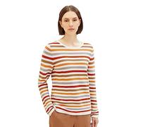 TOM TAILOR 1016350 Maglione Basic in Cotone Biologico, 32441-Strisce ottomane Arancioni, S Donna