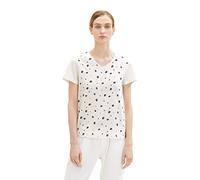 TOM TAILOR 1037404 T-Shirt, 32820 - Bianco Sporco Small Leaf Design, S Donna
