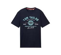 TOM TAILOR 1037735 Maglietta con Logo Stampato in Cotone, 10302-Dark Blue, L Uomo