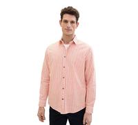 TOM TAILOR 1041353 Camicia, 35384-orange White Dobby Stripe, S Uomo