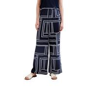 TOM TAILOR 1041935 Lea Straight Pantaloni, 35284-Design Geometrico Blu Marino, 34W x 32L Donna
