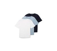 TOM TAILOR 1042374 Maglietta Basic in Cotone in Confezione Tripla, 20000-bianco, S Uomo