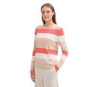 TOM TAILOR 1042952 Pullover, 35085-rose Red Ottoman Stripe, M Donna