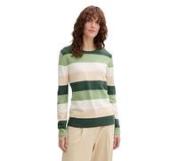 TOM TAILOR 1042952 Pullover, 37226-green Beige Block Stripe, L Donna