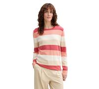 TOM TAILOR 1042952 Pullover, 37227-red Apricot Block Stripe, S Donna