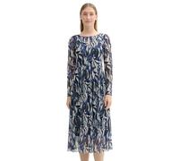 Tom Tailor Printed Mesh Long Sleeve Midi Dress Blu 38 Donna