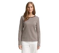 TOM TAILOR 1043085 Maglietta a Maniche Lunghe, 38567-Brown White Stripe, XL Donna