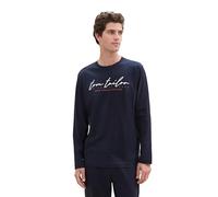 TOM TAILOR 1043277 Maglia a Maniche Lunghe con Logo Stampato, 10668-Sky Captain Blue, M Uomo
