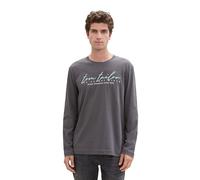 TOM TAILOR 1043277 Maglietta a Maniche Lunghe, 10899-Tarmac, Colore: Grigio, L Uomo