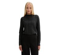 TOM TAILOR 1044165 Maglietta a Maniche Lunghe, 36587-black Glitter Stripe, S Donna