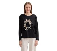 TOM TAILOR 1044203 Maglietta a Maniche Lunghe, 14482-Deep Black, S Donna