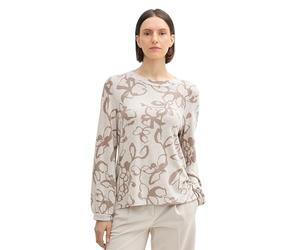 TOM TAILOR 1044923 Maglietta a Maniche Lunghe, 36623-cosy Taupe Floral Design, L Donna