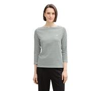 TOM TAILOR 1045535 T-Shirt, 38143-deep Green Offwhite Stripe, L Donna