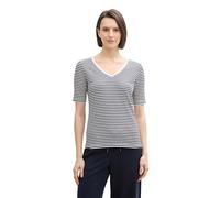 TOM TAILOR 1045563 T-Shirt, 37370-offwhite Navy Regular Stripe, M Donna