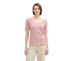 TOM TAILOR 1045563 T-Shirt, 37379-berry Red Regular Stripe, M Donna