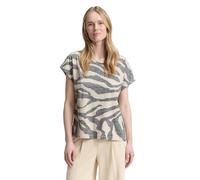 TOM TAILOR 1046461 T-Shirt, 38146-Inside Printed Beige Zebra, M Donna