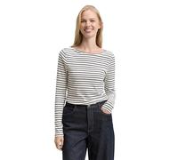 TOM TAILOR 1047730 Maglia Manica Lunga con Motivo a Righe, 38585-Offwhite Navy Tee Stripe, M Donna