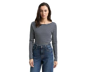 TOM TAILOR 1047730 Maglietta a Maniche Lunghe, 38573-Navy Offwhite Tee Stripe, XS Donna