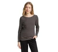 TOM TAILOR 1047730 Maglietta a Maniche Lunghe, 38583-Black Taupe Tee Stripe, XS Donna
