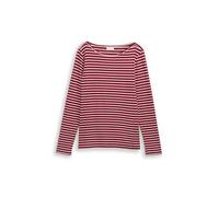 TOM TAILOR 1047730 Maglietta a Maniche Lunghe da Donna, 40026-red Offwhite Stripe