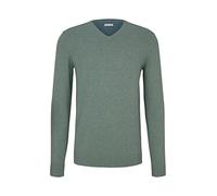 TOM TAILOR 202212 Strickpullover V-ausschnitt, Maglione Basic Uomo, Verde (Dark Smoke Green Melange 28732), M