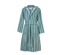 TOM TAILOR Accappatoio per Uomo e Donna, Taglia M, 100% Cotone/Spugna, Con Cappuccio, CLASSIC BATHROBE MEDIUM STRIPES Turchese (Fresh Sage & Smokey Sage)
