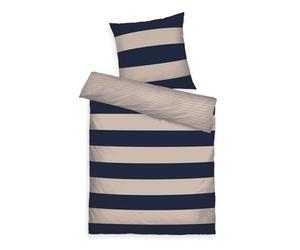 TOM TAILOR Bettwäsche Bold Stripes Dark Navy & Sunny Sand, 80x80 cm + 155x220 cm, 100% Baumwolle/Renforce, mit Wendemotiv und farbigem Markenreißverschluss