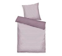 TOM TAILOR Bettwäsche Medium Stripes Cozy Mauve & Crisp White, 80x80 cm + 135x200 cm, 100% Baumwolle/Renforce, mit Wendemotiv und farbigem Markenreißverschluss