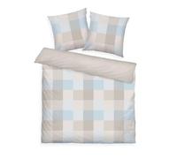 TOM TAILOR Biancheria da letto in flanella, 2 * 80x80 cm + 200x220 cm, 100% cotone/flanella, con motivo reversibile e cerniera colorata, BOLD MOSAIC Beige, Azzurro (Nature, Sunny Sand & Sky Blue)