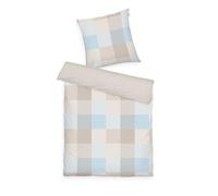 TOM TAILOR Biancheria da letto in flanella, 60x80 cm + 140x200 cm, 100% cotone/flanella, con motivo reversibile e cerniera colorata, BOLD MOSAIC Beige, Azzurro (Nature, Sunny Sand & Sky Blue)