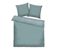 TOM TAILOR Biancheria da Letto Renforcé, 2*80x80 + 200x220 cm, 100% Cotone/Renforcé, Con Motivo Reversibile e Cerniera Colorata, STRISCE MEDIE Turchesi (Fresh Sage, Smokey Sage)