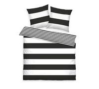 TOM TAILOR Biancheria da letto Renforcé, 2 * 80x80 cm + 200x220 cm, 100% cotone/renforcé, con motivo reversibile e cerniera con marchio, SIENA Bianco, Nero