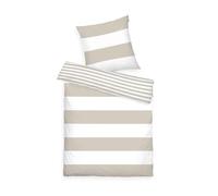 TOM TAILOR Biancheria da letto Renforcé, 80x80 cm + 155x220 cm, 100% cotone/renforcé, con motivo reversibile e cerniera di marca, SIENA bianco, sabbia