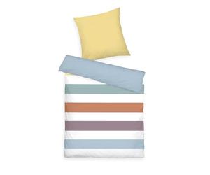 TOM TAILOR Biancheria da letto Renforcé, 80x80 cm + 155x220 cm, 100% cotone/Renforcé, con motivo reversibile e cerniera colorata, COLORED STRIPES Multicolore (Multi Color)