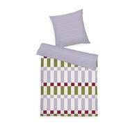 TOM TAILOR Biancheria da letto Soft renforcé, 65x100 cm + 160x210 cm, 100% cotone/renforcé, con motivo reversibile e cerniera colorata, BOLD CHECK Viola, Verde (Soft Lilac, Moss Green & Off White)
