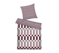 TOM TAILOR Biancheria da letto Soft renforcé, 65x100 cm + 160x210 cm, 100% cotone/renforcé, con motivo reversibile e cerniera colorata, BOLD CHECK Viola, prugna (Cozy Mauve, Plum & Off White)
